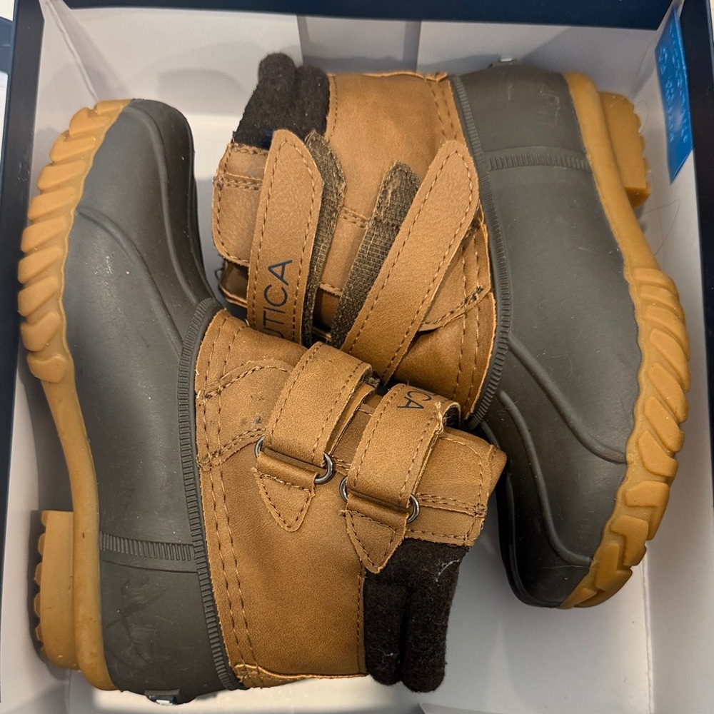 Nautica Kids Brown and Gray Snow Boots